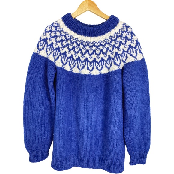 Vintage fair Isle hand knit chunky sweater - Picture 2 of 7